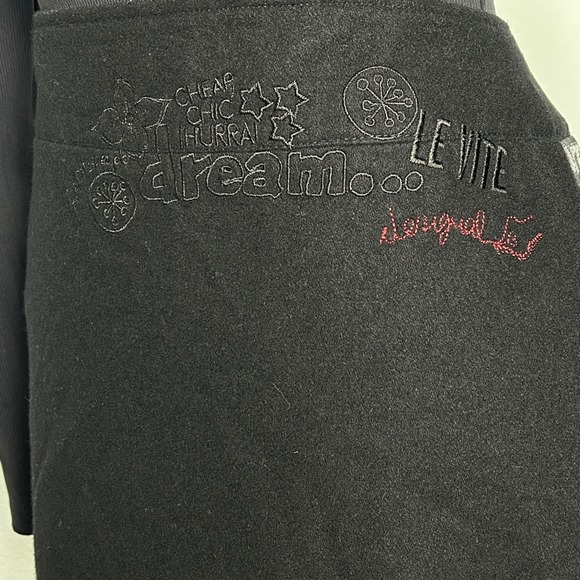 Desigual Patchwork Wool Blend Button Front Mini Skirt Size 40 Black Gray - Picture 7 of 11